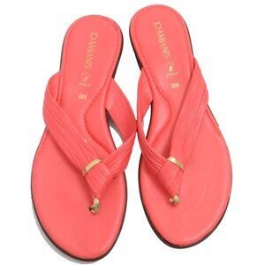 Damiani's Italian Women's 8 Coral Slide Thongs Slip On Beachy Flip Flop Summer
